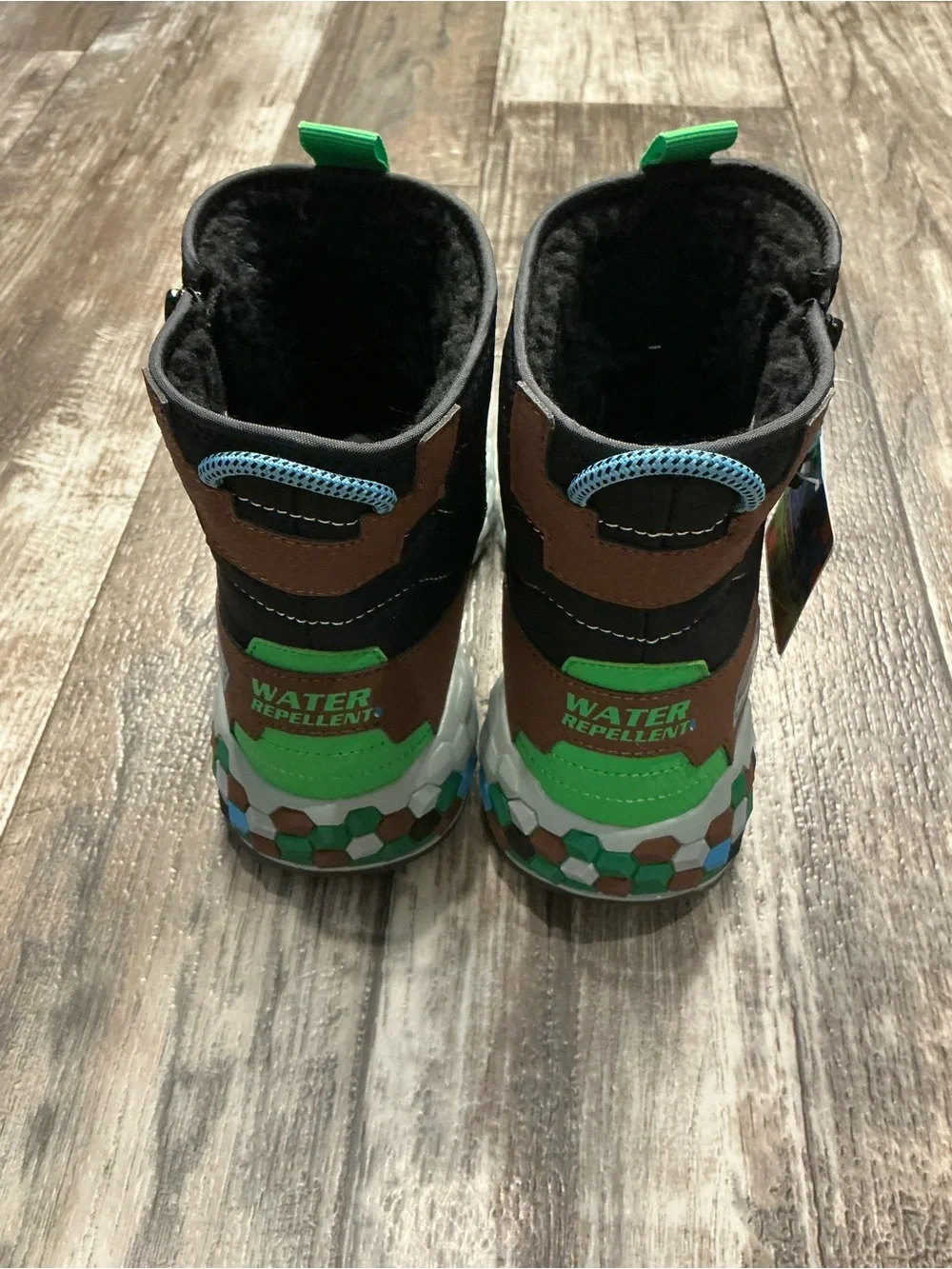 Skechers Black, Brown and Green Kids Rain/Snow Boots Size 2.5